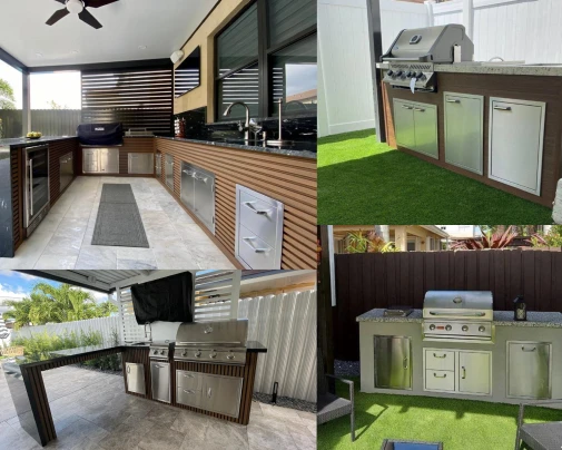 Four outdoor kitchen finishes.